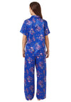 Indigo Sky Twilight Floral Satin Pyjama Set, Blue
