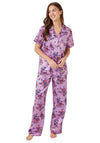Indigo Sky Twilight Floral Satin Pyjama Set, Lilac