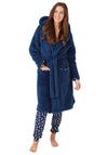 Indigo Sky Hooded Fleece Dressing Gown, Navy