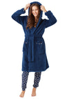 Indigo Sky Hooded Fleece Dressing Gown, Navy