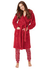 Indigo Sky Hooded Fleece Dressing Gown, Red