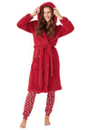 Indigo Sky Hooded Fleece Dressing Gown, Red