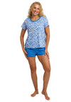 Indigo Sky Leaf Print Short Pyjama Set, Blue