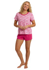 Indigo Sky Leaf Print Short Pyjama Set, Pink