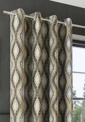 EA Design Inca Interlined Eyelet Curtains 90x90”, Ochre