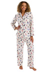 Indigo Sky Dog Print Brushed Cotton Pyjama Set, Cream