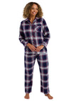 Indigo Sky Check Brushed Cotton Pyjama Set, Navy