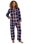Indigo Sky Check Brushed Cotton Pyjama Set, Navy