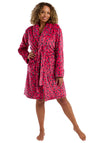 Indigo Sky Animal Print Fleece Dressing Gown, Pink