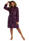 Indigo Sky Animal Print Fleece Dressing Gown, Navy
