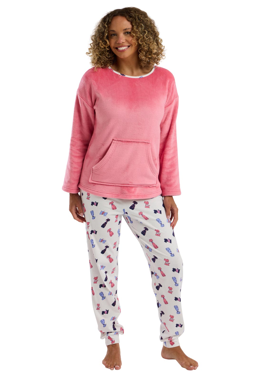 Indigo Sky Dog Print Pyjama Set, Pink