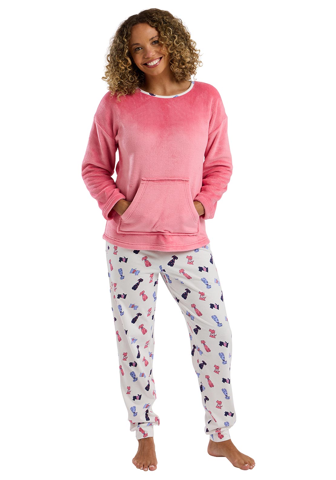 Indigo Sky Dog Print Pyjama Set, Pink