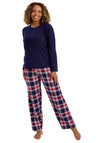 Indigo Sky Rose Check Long Sleeve Pyjama Set, Navy