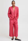 Ichi Crinkle Texture Single Breasted Blazer, Carmine