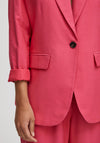 Ichi Crinkle Texture Single Breasted Blazer, Carmine