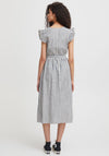 Ichi Striped Ruffle Shoulder Midi Dress, Natural