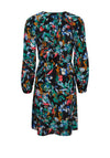 Ichi Bold Colour Print Mini Dress, Black Multi