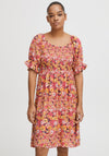 Ichi Printed Mini Smock Dress, Pink Multi