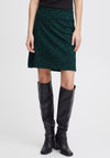 Ichi Abstract Shimmer Print Mini Skirt, Black & Green