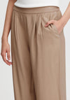 Ichi Stretch Waist Culottes, Light Brown