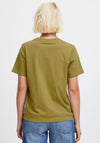 Ichi Crew Neck Relaxed T-Shirt, Green Moss