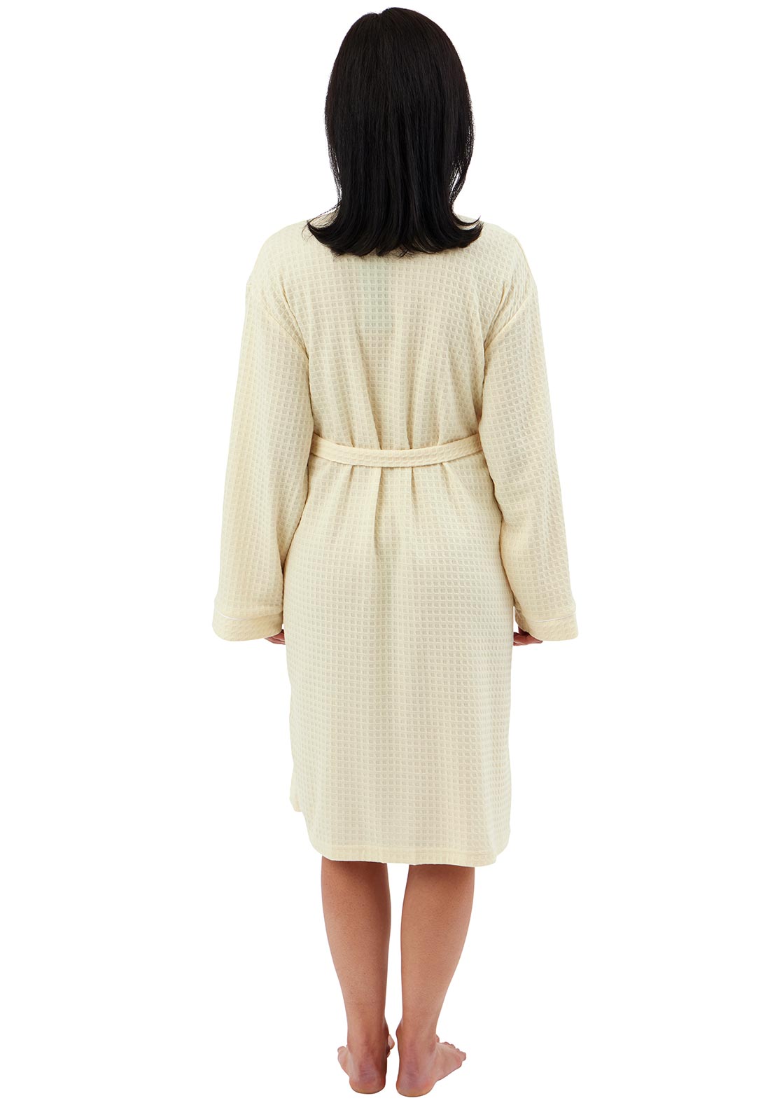 Indigo Sky Long Sleeve Waffle Dressing Gown, Yellow