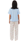 Indigo Sky Floral Print Satin and Jersey Pyjama Set, Blue