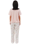 Indigo Sky Floral Print Satin and Jersey Pyjama Set, Pink