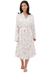 Indigo Sky Floral Print Satin Robe, Pink