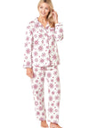 Indigo Sky Snowflake Brushed Cotton Pyjama Set, Rose Wine
