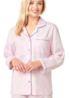 Indigo Sky Pastel Print Brushed Cotton Pyjama Set, Pink