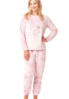 Indigo Sky Chilling Cheetah Cosy Fleece Pyjamas, Blush Pink