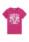 Guess Older Girl Palm Tree Short Sleeve Tee, Pink