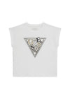 Guess Older Girl Sequin Short Sleeve Tee, White