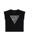 Guess Older Girl Sequin Short Sleeve Tee, Black