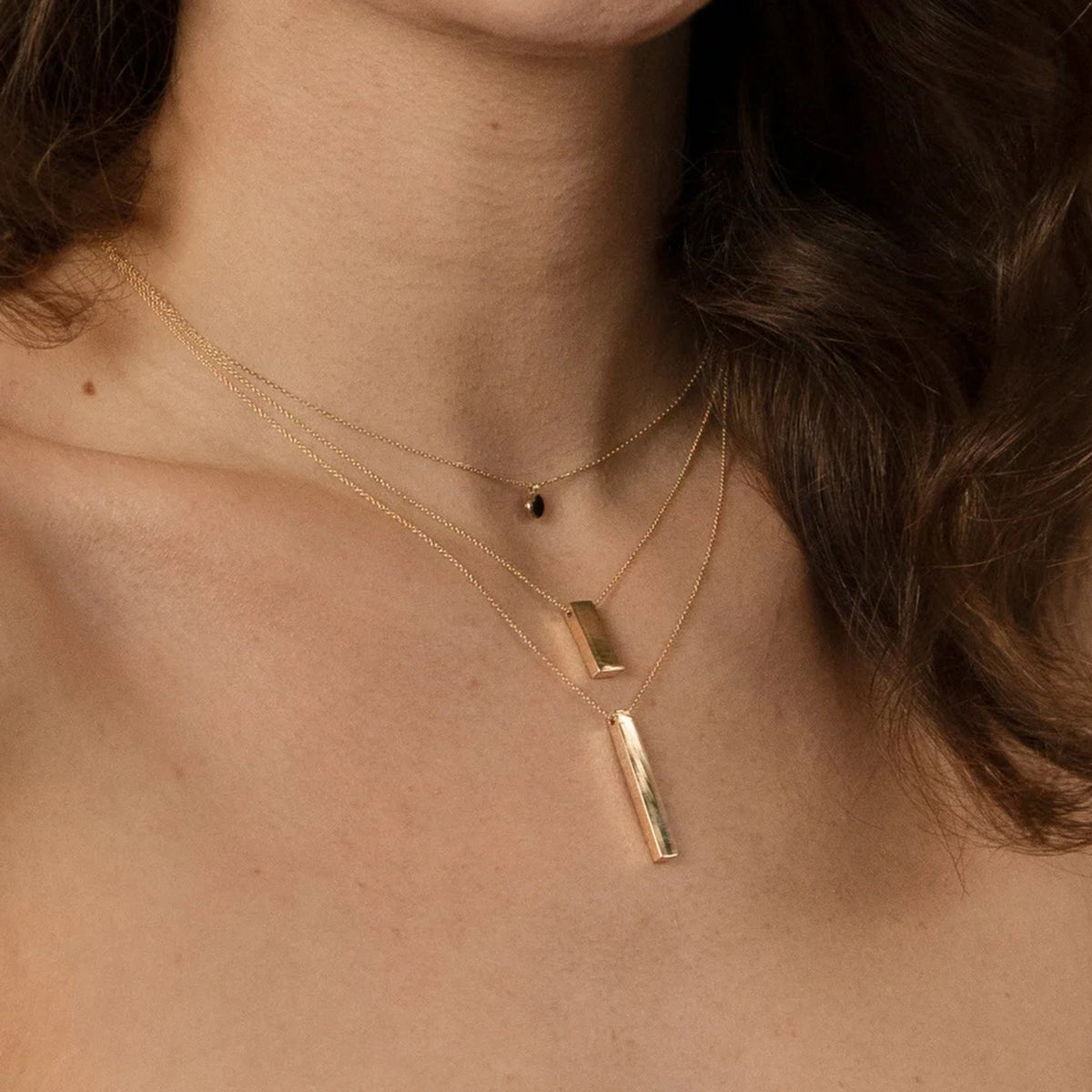 Jackie Jewellery Long Bar Necklace, Gold