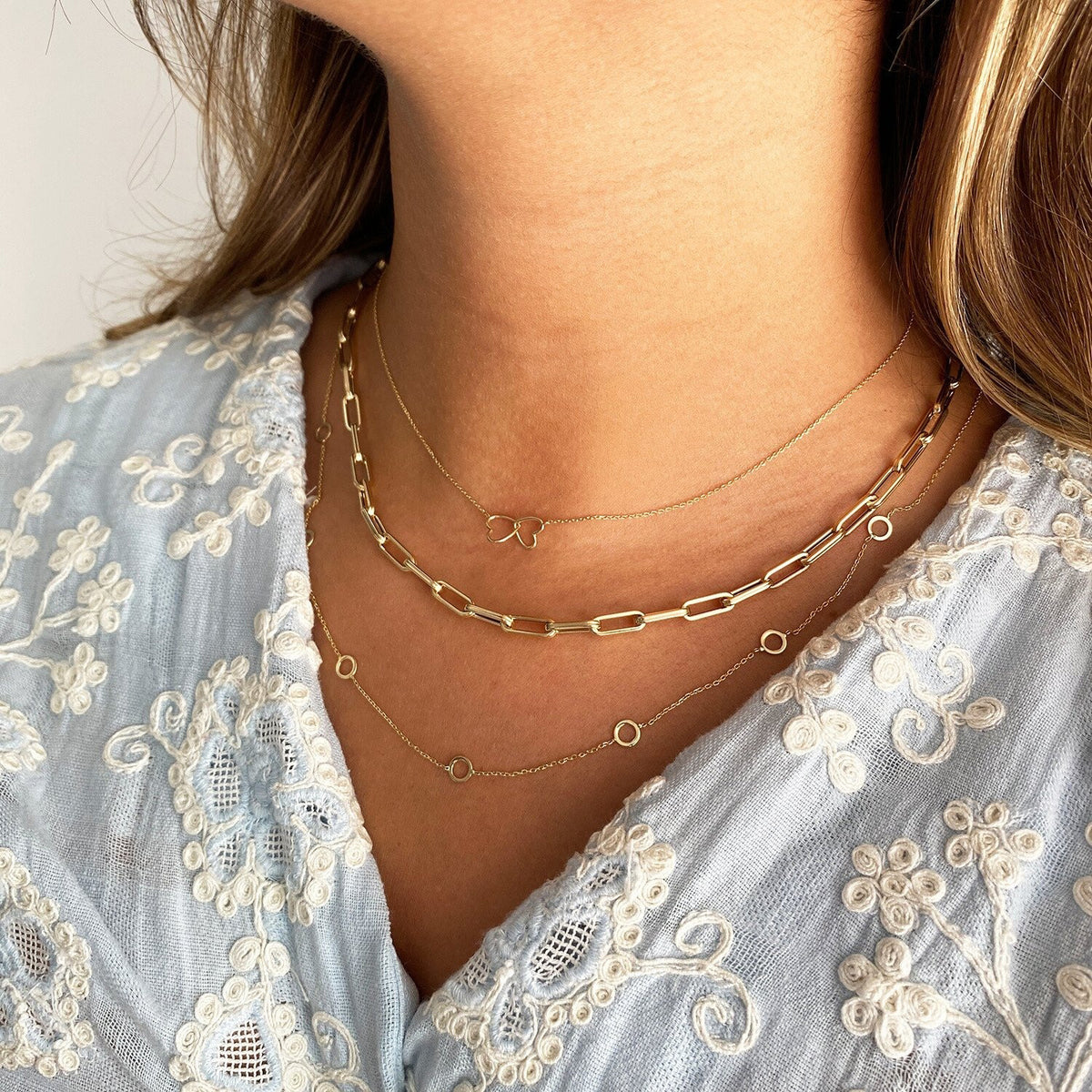 Jackie Jewellery Double Heart Necklace, Gold