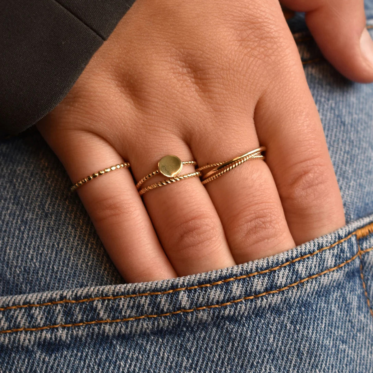 Jackie Jewellery Majorelle Trinity Ring, Gold