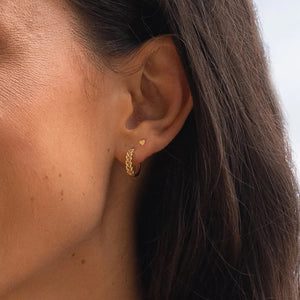 Jackie Jewellery Petit Sablon Hoops, Gold