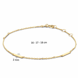 Jackie Jewellery Triple Bar Bracelet, Gold