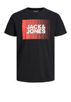 Jack & Jones Boys Corp Logo Short Sleeve Tee, Black