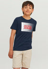 Jack & Jones Boys Corp Logo Short Sleeve Tee, Navy Blazer