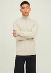 Jack & Jones Emil Knit Half Zip Sweater, Beige Melange