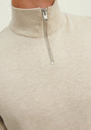 Jack & Jones Emil Knit Half Zip Sweater, Beige Melange