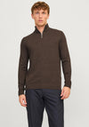 Jack & Jones Emil Knit Half Zip Sweater, Mulch Brown