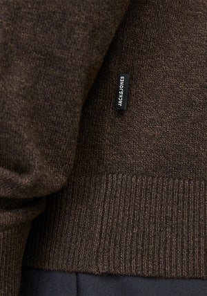 Jack & Jones Emil Knit Half Zip Sweater, Mulch Brown