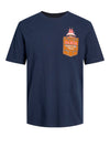 Jack & Jones Boys Christmas Pocket Short Sleeve Tee, Navy Blazer