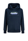 Jack & Jones Boys Wayne Branding Hoodie, Navy Blazer
