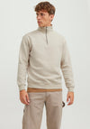 Jack & Jones Bradley Half Zip Sweatshirt, Light Beige
