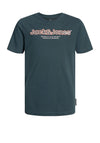 Jack & Jones Boys Lakewood Branding Short Sleeve Tee, Magic Forest